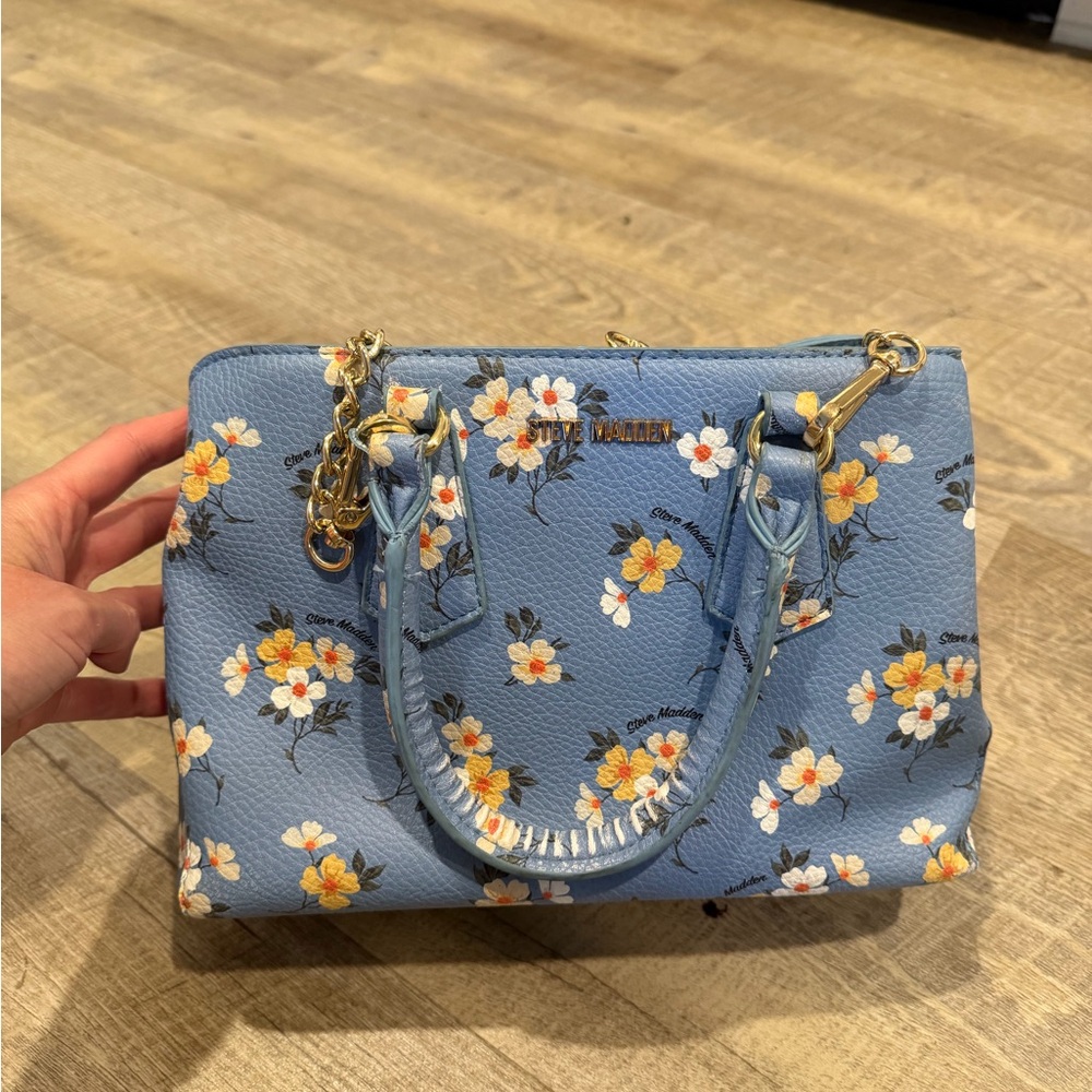 Steve Madden Blue and Yellow Floral Satchel